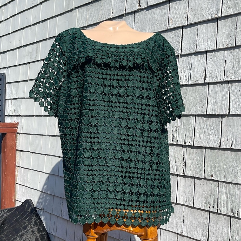 RSVP by Talbots Forest Green Lined SS Top w/ Tie Size 2X NWT's -Wedding- Formal